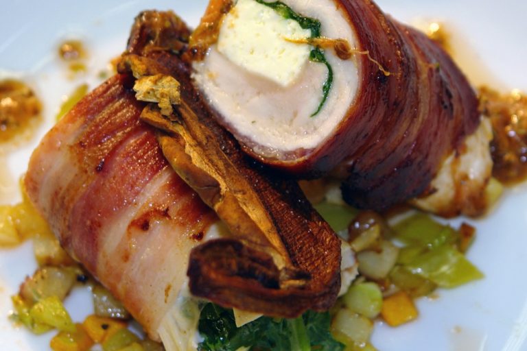 Baked Bacon Wrapped Cheese Stuffed Chicken Breast