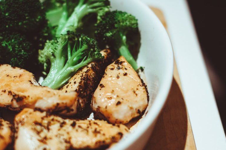 Baked Soy and Honey Chicken Breast with black pepper and broccoli