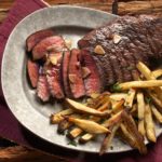 Slow Cooker Steak and French Fries on Gray Plate