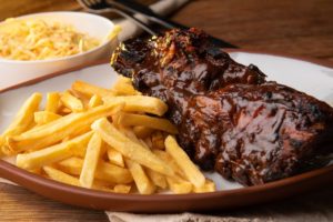 slow cooker bbq ribs with french fries