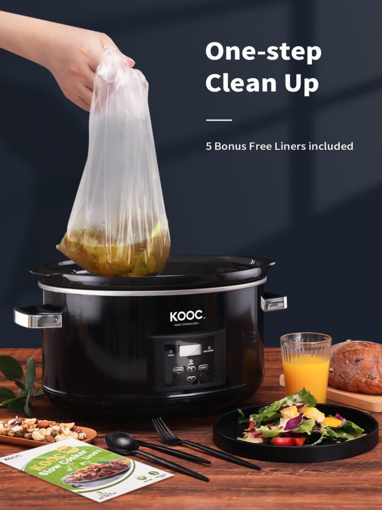 KOOC 8.5 Quart Large Slow Cooker review liner one step cleanup