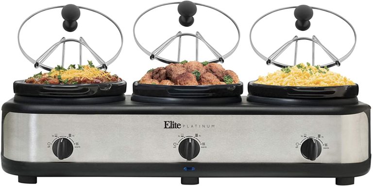 Elite Platinum Maxi-Matic Triple Slow Cooker Buffet Server review product front view