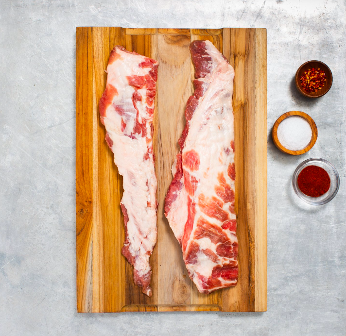 Pork Rib Tips on wooden board types of ribs