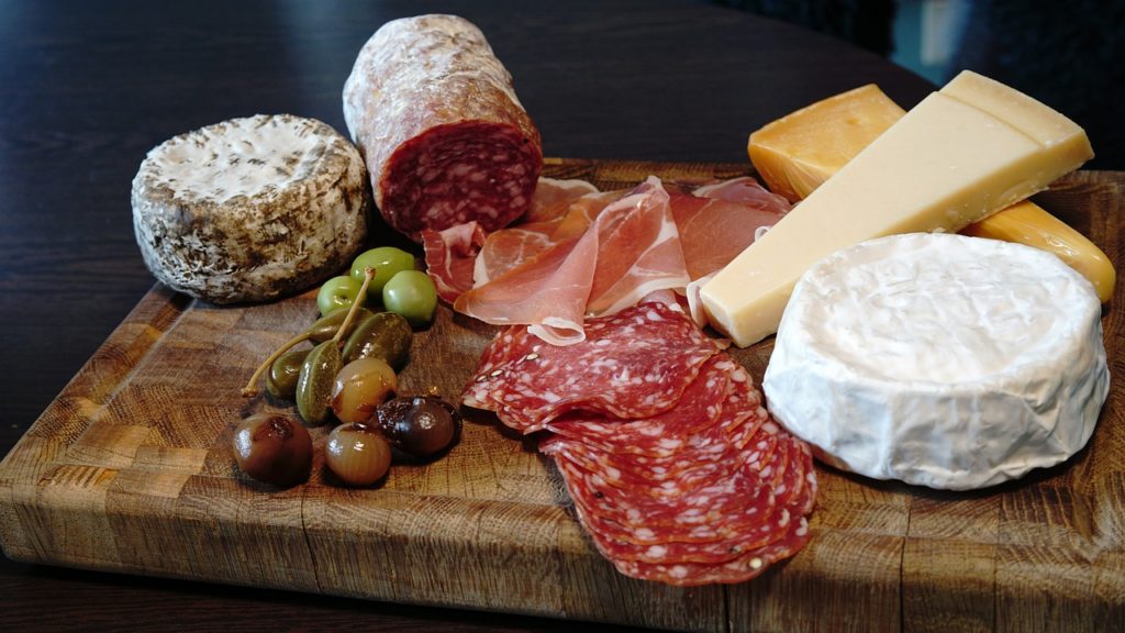 salami cheese ham olive charcuterie board