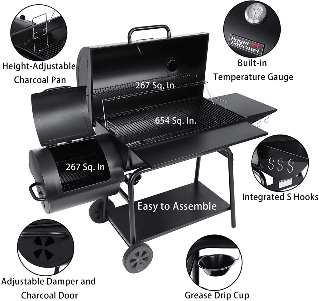 Royal Gourmet CC2036F Charcoal Grill with Offset Smoker review product advantage