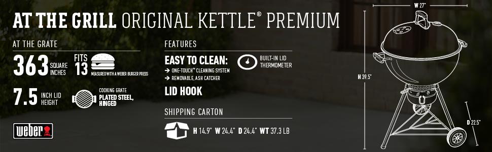 landscape specs Weber Original Kettle Premium Charcoal Grill 22 Inch Black review