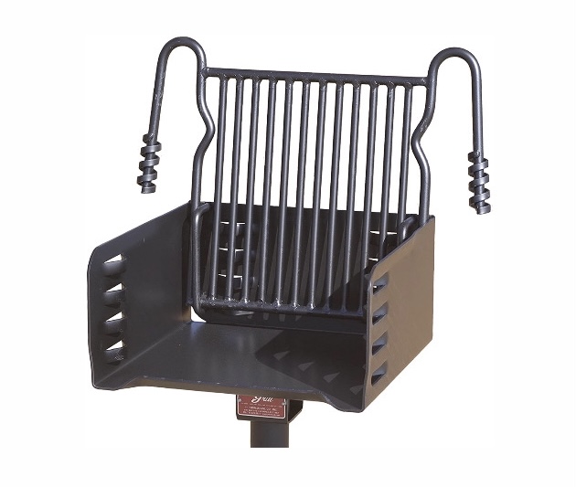Flipped up grate adjustable grate Pilot Rock Heavy Duty Park Style Charcoal Grill