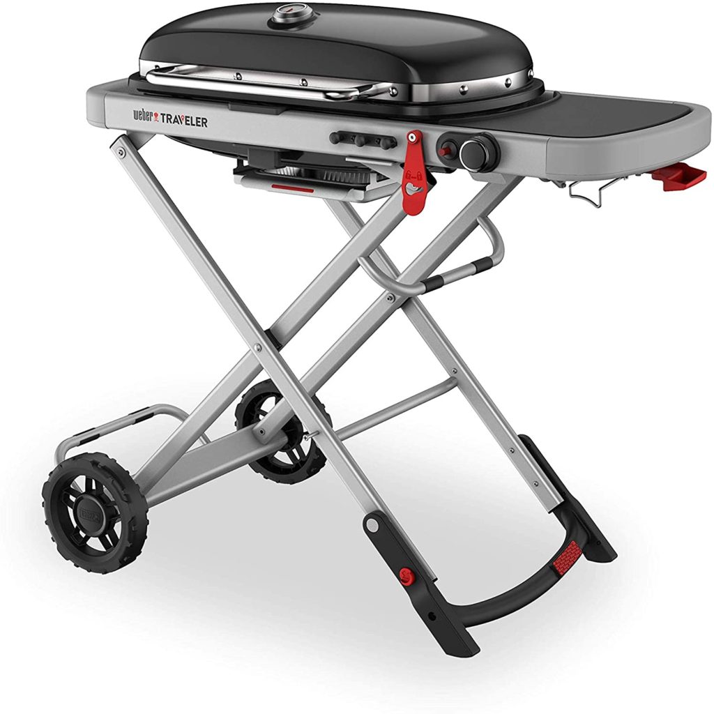 Product side view Weber Traveler Best Portable Gas Grill review