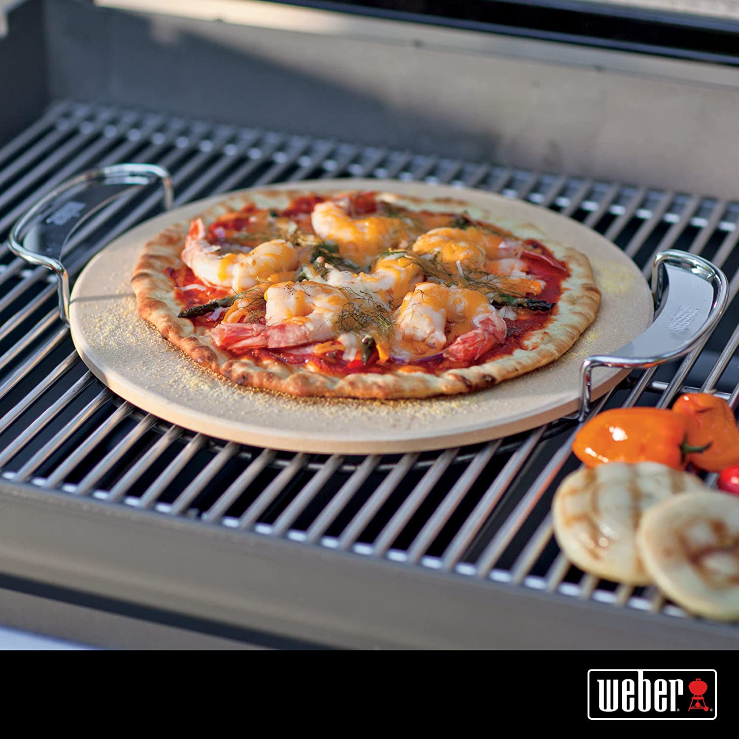 Weber Gourmet BBQ System pizza stone with carry rack