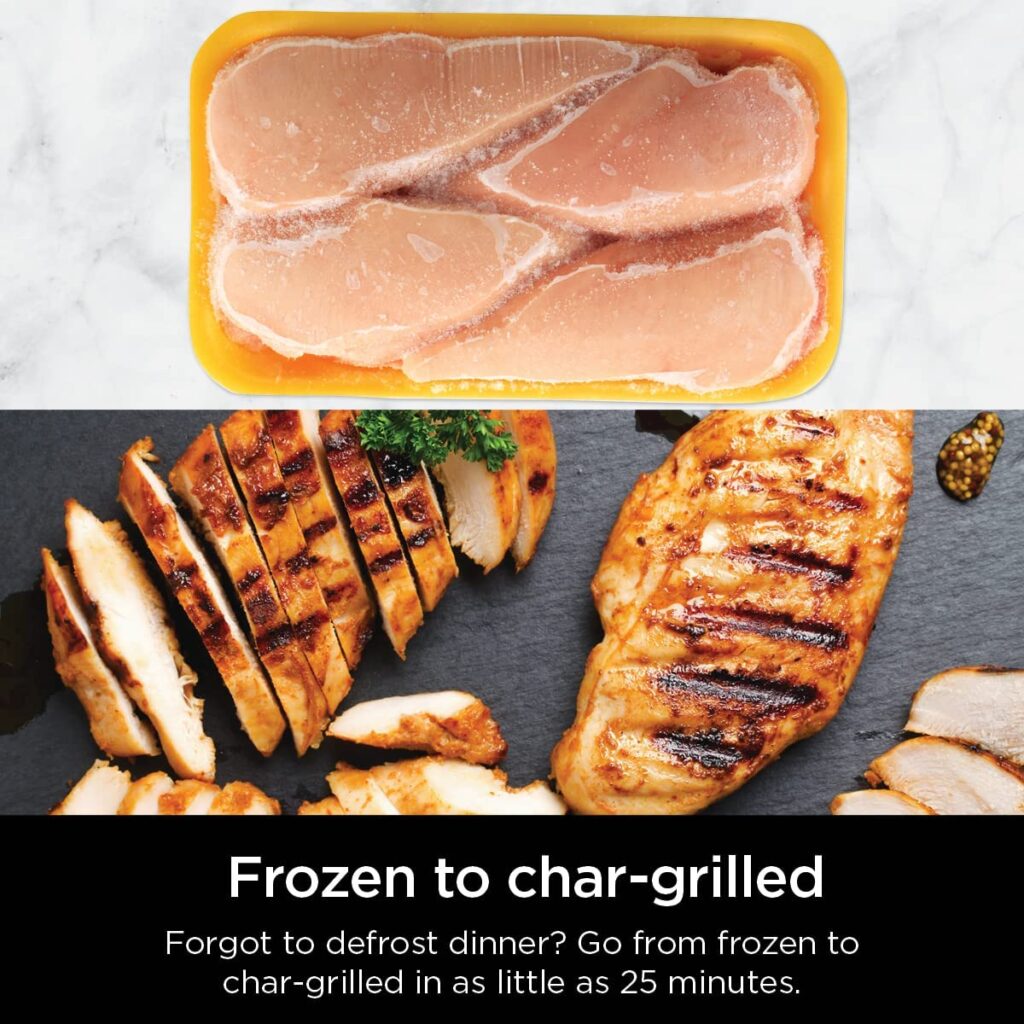 Hot and fast cooking frozen to char grilled