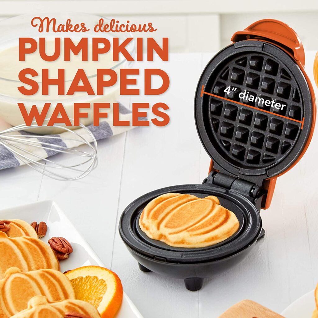 DASH Mini Maker for Individual Waffles pumpkin shaped kitchen gifts ideas