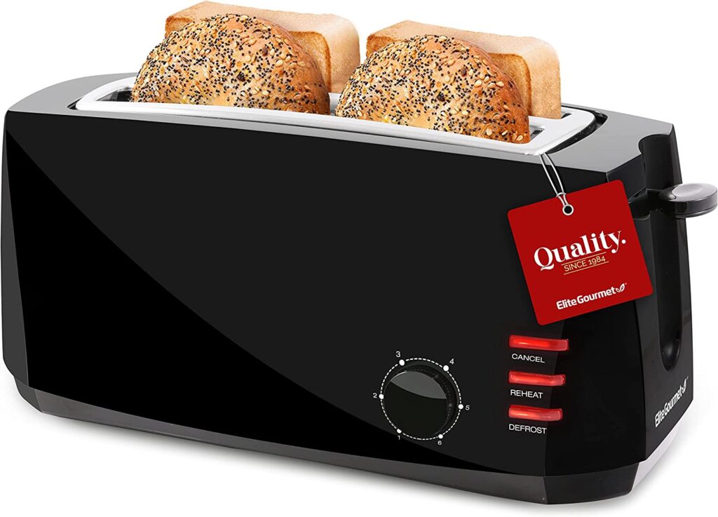 Elite Gourmet 6 Browning Levels Long Slot Toaster