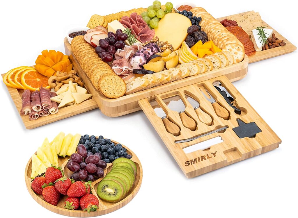 SMIRLY Large Charcuterie Boards Set Bamboo Cheese Board and Knife Set kitchen gifts ideas